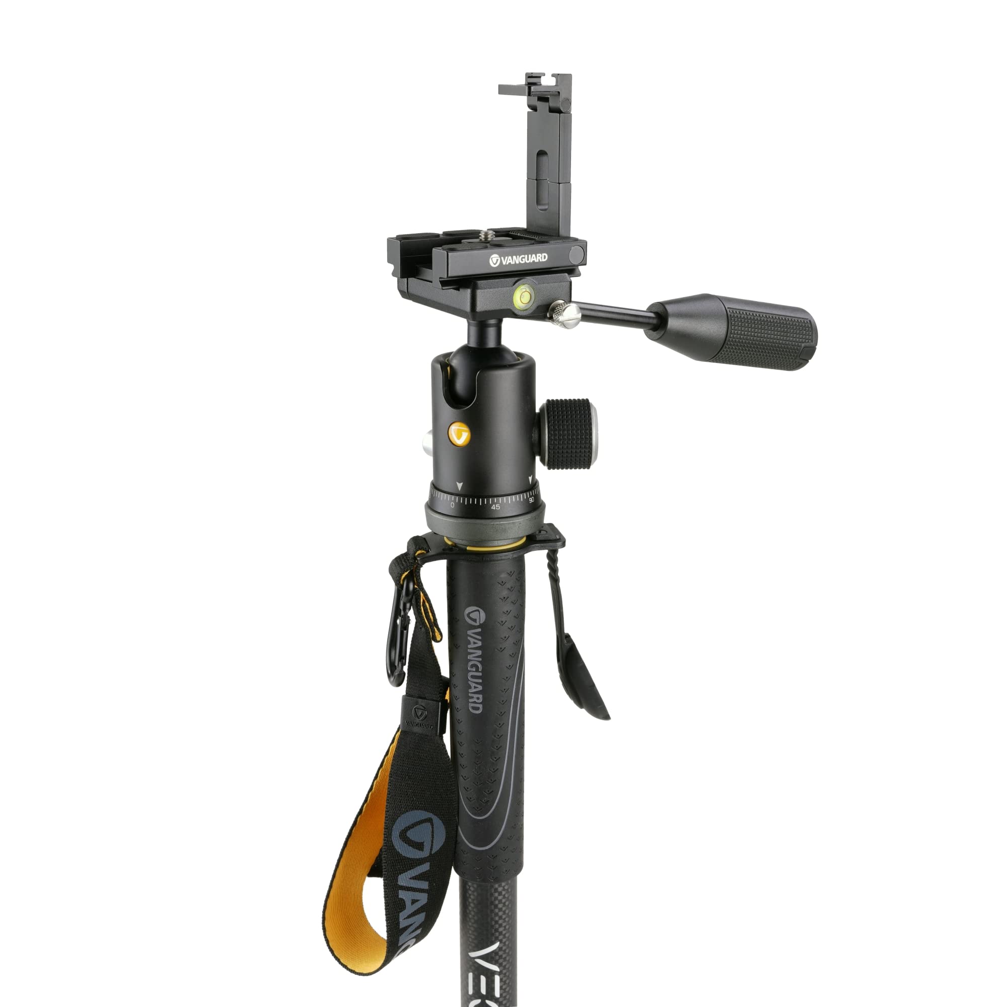 Vanguard Veo2Scm 264Tbp120T Carbon Fiber Monopod With Tri Stand Feet And Veo Bp 120T Ball Head With Built In Smartphone Holder Dark Grey